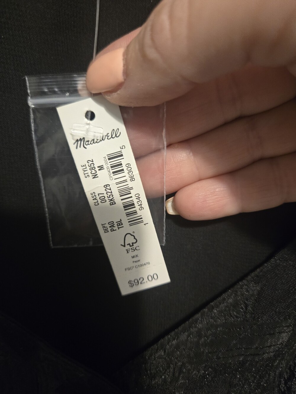 Madewell Floral Jacquard Puff Sleeve Wrap Top in True Black at Nordstrom, Size M - Picture 6 of 7